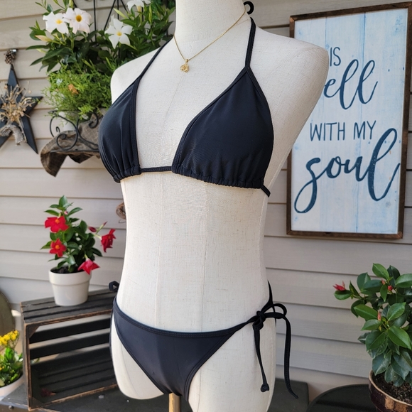 BODY GLOVE ♡ Sweet Cute 'n Sexy Black 2pc String Slidder Bikini Swimsuit M/M - Picture 12 of 17